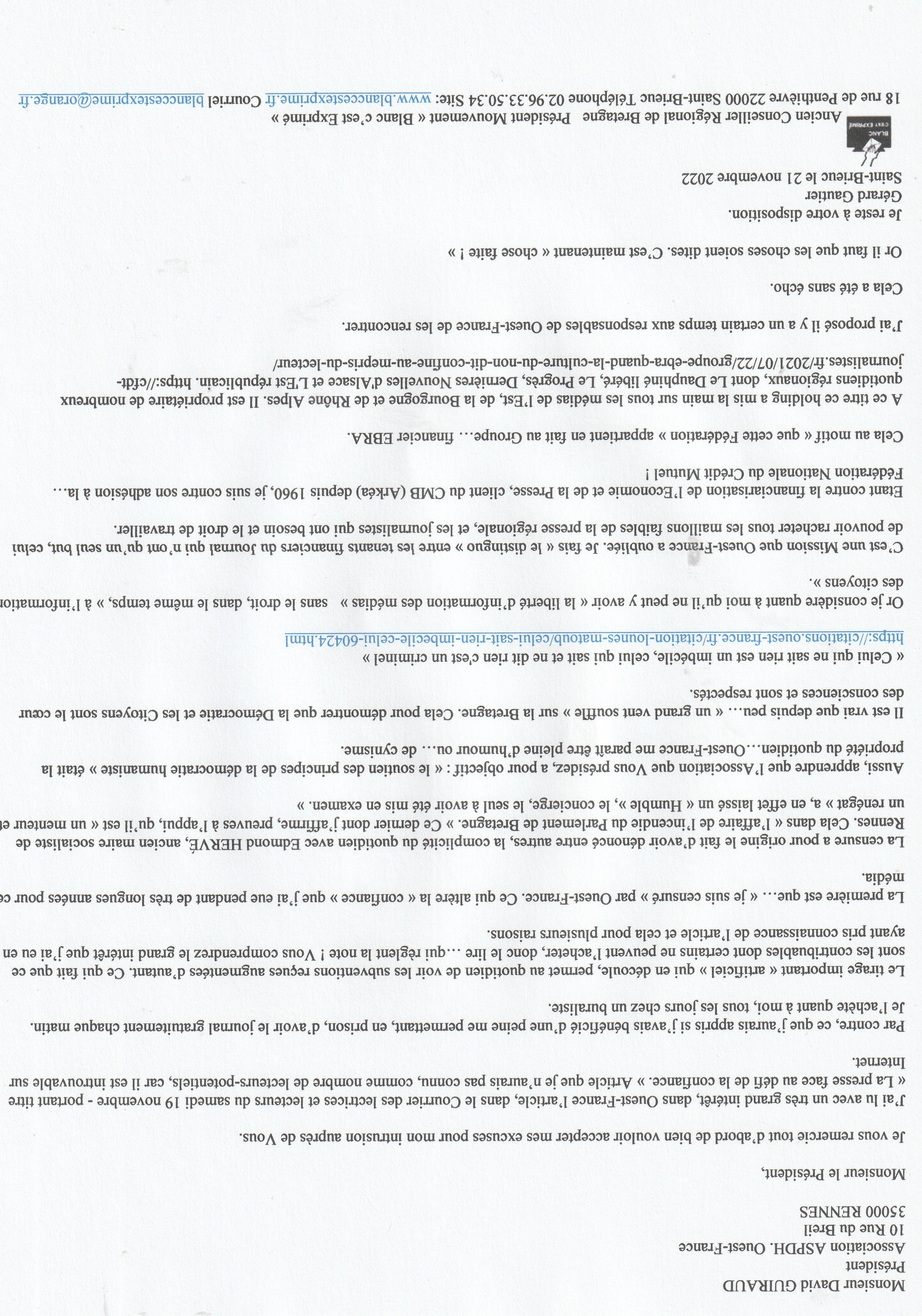 BCE CENSURE 2022 SCAN GUIRAUD Oues France CONFIANCE